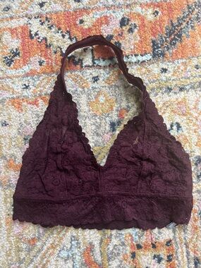 Aerie Halter Women's Lace Bralette - Plum